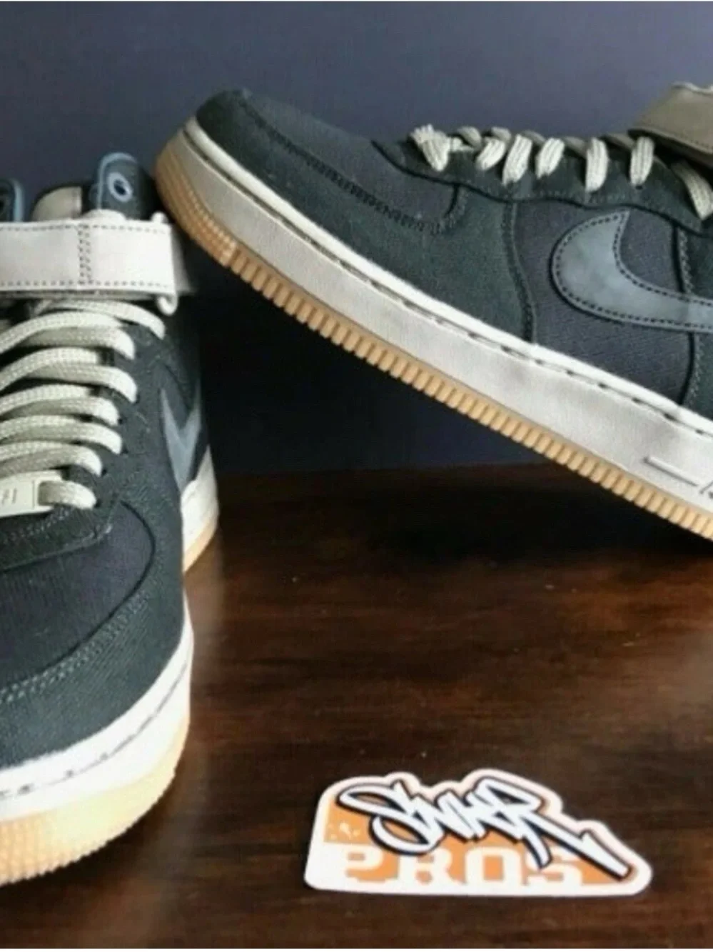 Nike Men's High-Top Sneakers in Dark Gray with Tan Accents